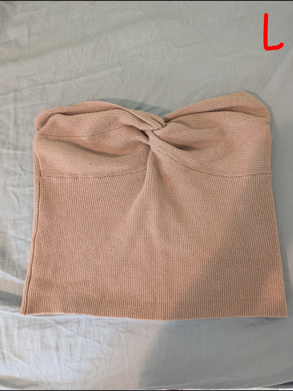 Strapless Twist Front Knit Tube Top - Blush